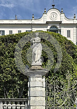 Flora, one of 12 statues of mythical divinities and allegorical figures on the front of the Italian garden of Villa Carlotta.