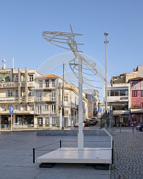 `Flying Machine`, a scale model of a creation by Leonardo da Vinci located in an exhibit in Porto, Portugal. photo