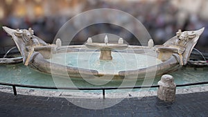 The Fontana della Barcaccia or Fountain fo the Ugly Boat, Rome photo