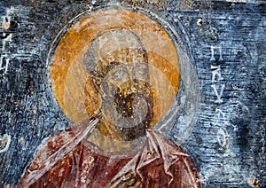 Fresco Saint Paul the Apostle, La Chiesa di San Lorenzo, Parco Rupestre Lama D`Antico photo