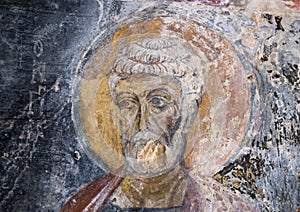 Fresco Saint Peter the Apostle, La Chiesa di San Lorenzo, Parco Rupestre Lama D`Antico photo