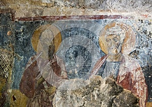 Fresco Saints Paul and Peter the Apostles, La Chiesa di San Lorenzo, Parco Rupestre Lama D`Antico photo