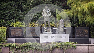 `The Lone Sailor` memorial in Dallas on the west side of Exall Lake in Highland Park, Dallas, Texas