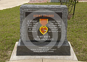 Monument for all who died because of agent orange - Veteran`s Memorial Park, Ennis, Texas