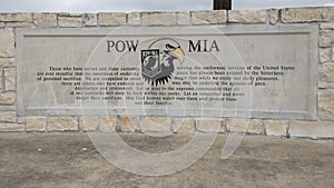 Monument for POW MIA in the Veteran`s Memorial Park, Ennis, Texas