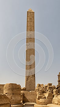 North side of the Queen Hatshepsut Obelisk in the Karnak Temple Complex near Luxor, Egypt.