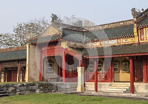 Forbidden city behind the Palace of Supreme Harmony, Imperial City inside the Citadel, Hue, Vietnam photo