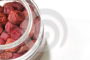 Pickled umes in the glass jar