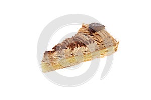 Piece of chestnu cake in a white background