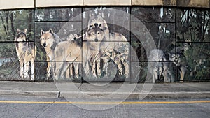 Belt Line Mural by Tommy Weddle depicting prairie scenes and wetlands from Grand Prairie's frontier days.