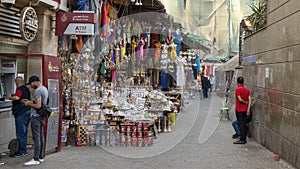 Qasabat Radwan Bey souk and covered market in Cairo, Egypt.