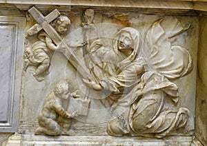 Relief right end of the Tomb of Guiseppe Siri, Archbishop of Genova 1946 to 1987, located in the Genoa Cathedral photo