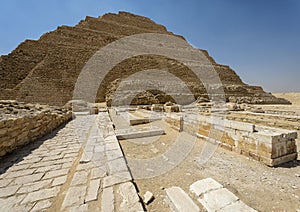 Remains of the Mortuary Temple on the north side of the Step Pyramid of Djoser in Egypt.