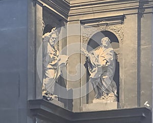 Sculptures of St. Jude Thaddeus by Giuseppe Piamontini, & St. Peter by Giovan Batista Foggini, in San Gaetano in Florence. photo