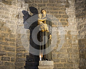 Statue of Saint Anthony of Padua inside the Basilica de Santa Maria del Mar in the Ribera district of Barcelona, Spain. photo