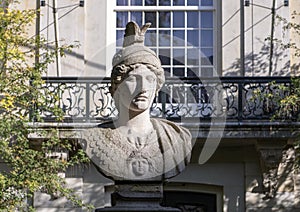 Stone bust of Minerva in Amsterdam, The Netherlands. photo