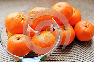 pictured tangerines on a festive table