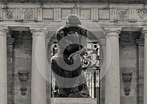 The Thinker by Aguste Rodin at the Rodin Museum entrance, Benjamin Franklin Parkway, Philadelphia, Pennsylvania