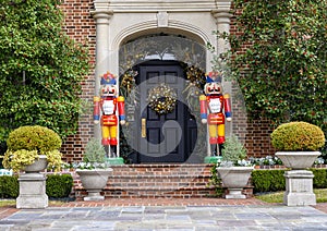Nutcrackers guarding the front entrance of an expensive home in Highland Park, Dallas County, Texas photo