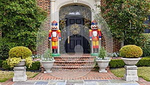 Nutcrackers guarding the front entrance of an expensive home in Highland Park, Dallas County, Texas photo