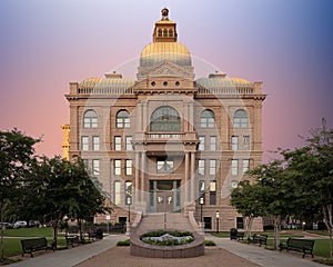 West view of the historic 1895 Tarrant County Courthouse in downtown Forth Worth, Texas.