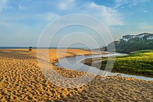 Pictureque Salt rock main beach and a river mouth lagoon in Dolphin coast Durban Ballito South Africa