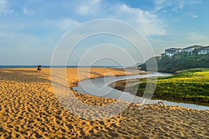 Pictureque Salt rock main beach and a river mouth lagoon in Dolphin coast Durban Ballito South Africa