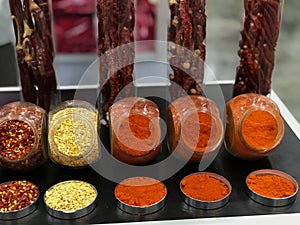 Pictures of different types of chilies dried and processed into various types of chilies