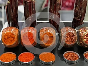 Pictures of different types of chilies dried and processed into various types of chilies