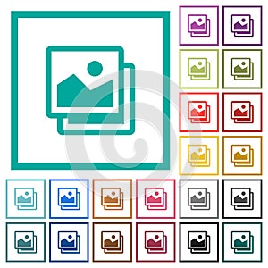 Pictures flat color icons with quadrant frames
