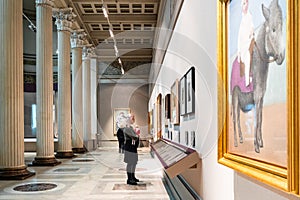 Pictures in White Hall of Pushkin Museum in Moscow