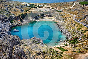 Picturesquare view from the Acropolis, Lindos, Greece