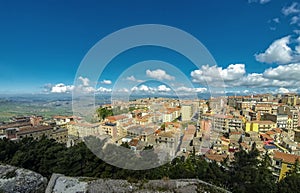 Picturesque aerial view of Enna old town, Sicily, Italy