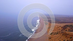 Picturesque aerial view of the Pacific ocean Point Reyes coastline.