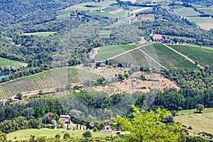 Picturesque aerial view at Tuscany landscape in summer