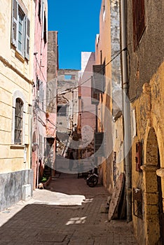 Picturesque alley in the historic Portuguese medina of El Jadida in Morocco