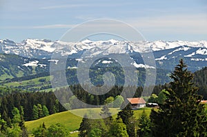 Picturesque alpine landscape in springtime