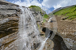 Picturesque Alpine waterfall, Grossglockner High Alpine Road in