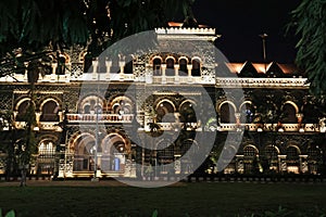 Picturesque Arches of Maharashtra Police Headquarters at Night, Colaba, Mumbai, India