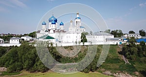 Picturesque architectural ensemble of ancient Orthodox Bogolyubsky Convent in Bogolyubovo, Russia