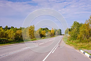 Picturesque asphalt road in the autumn