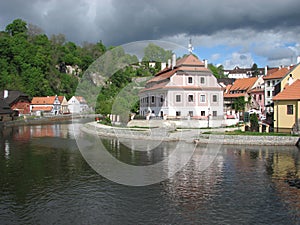 Cesky Krumlov river bank - Czech republic photo