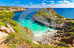 Picturesque bay Cala des Moro beach Majorca Spain