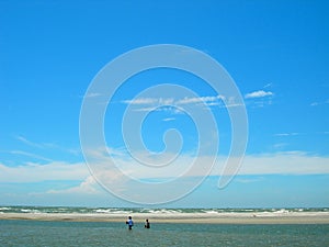 Picturesque beach and blue sky