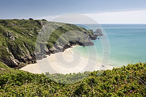 Picturesque beach on Guernsey island, UK