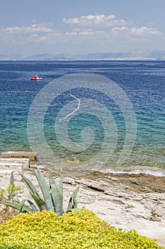 Picturesque beach nearby Postira on the north coast of Brac island, Croatia