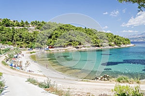 Picturesque beach nearby Postira on the north coast of Brac island, Croatia