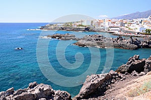 Picturesque beach and volcanic rocks in Alcala on Tenerife