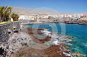 Picturesque beach and volcanic rocks in Alcala on Tenerife