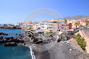 Picturesque beach and volcanic rocks in Alcala on Tenerife